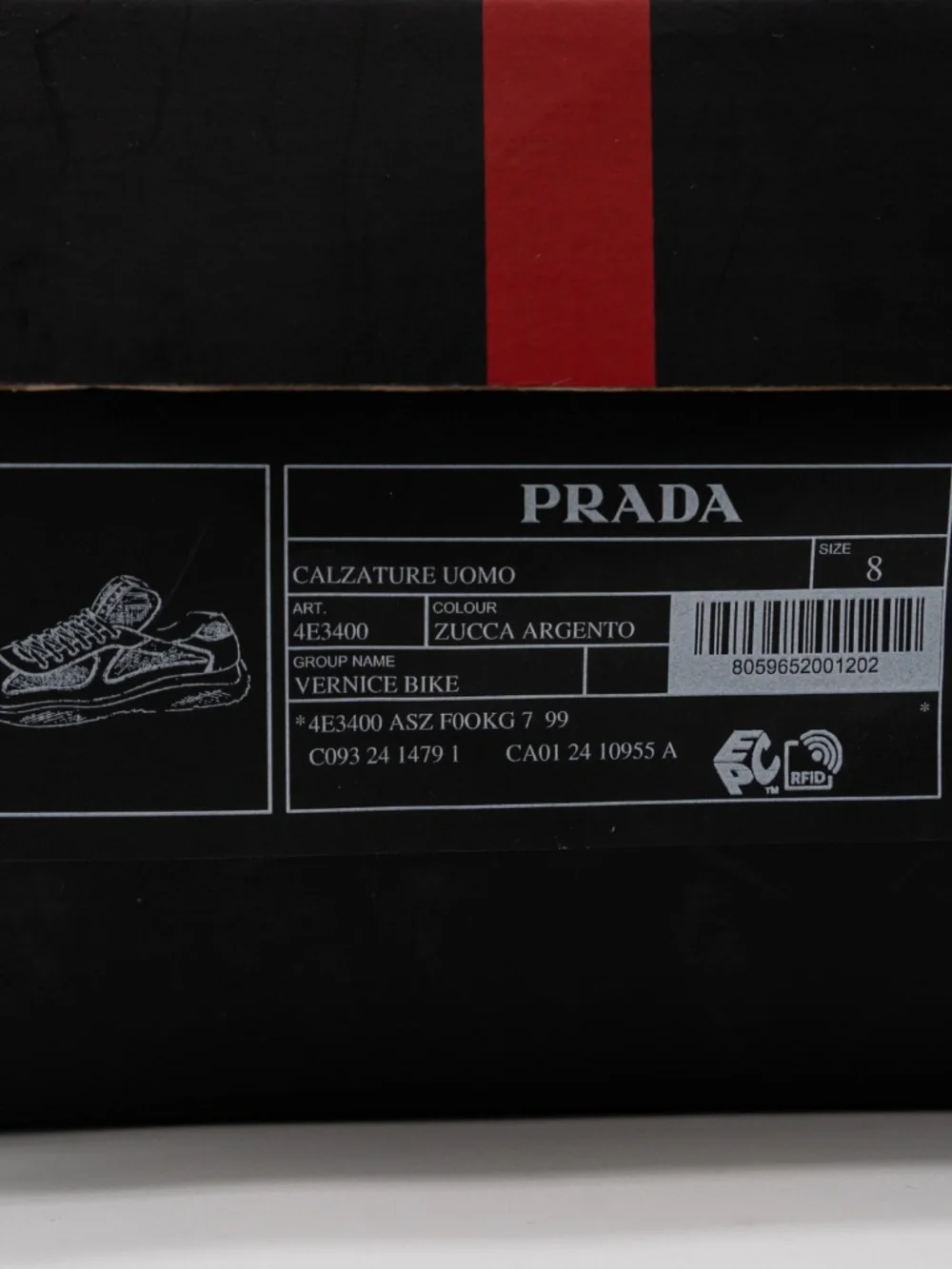 Prada America's Cup Men's Sneakers Orange Patent Leather Silver Fabric 8uk 9 US